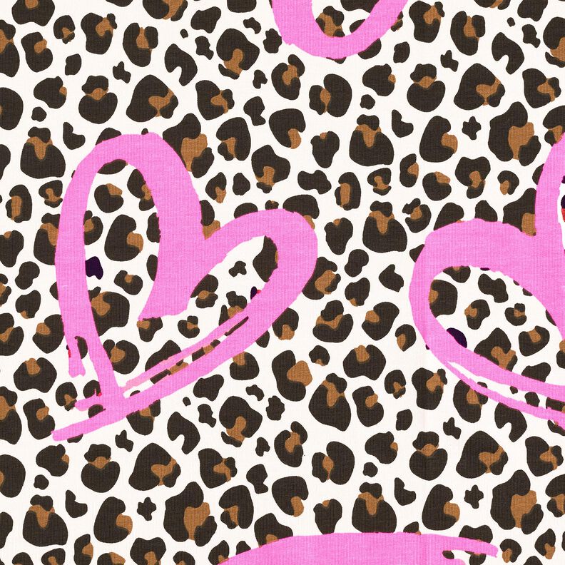 French Terry Leo and neon hearts – cashew/neon pink, image number 5