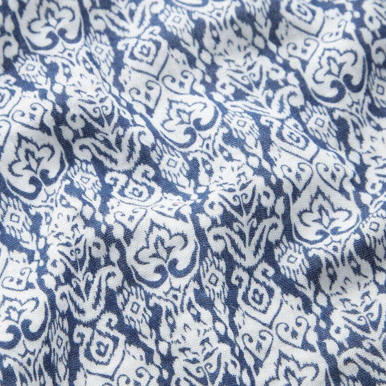 Double Gauze/Muslin traditional pattern – white/indigo,  image number 2