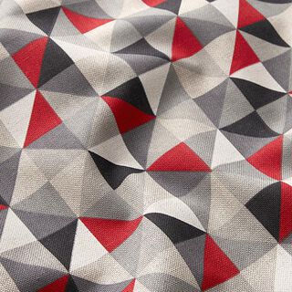 Decor Fabric Half Panama retro diamond pattern – red/grey, 