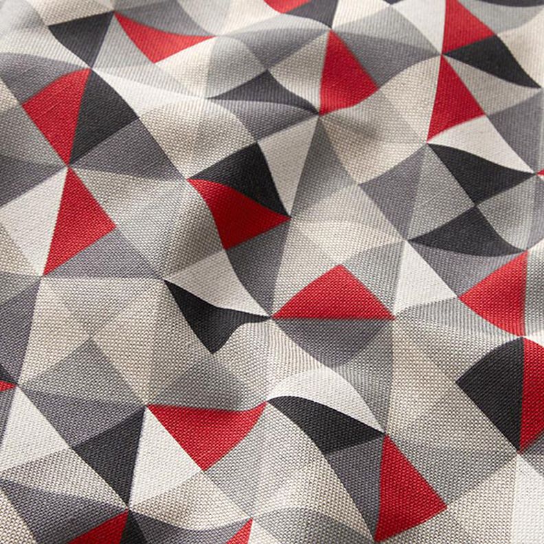 Decor Fabric Half Panama retro diamond pattern – red/grey,  image number 2