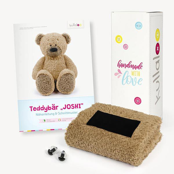 Teddy gift set: Paper pattern, plush and 1 pair of safety eyes [ 11 x 32 x 11 cm ] | Kullaloo –,  image number 1