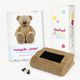 Teddy gift set: Paper pattern, plush and 1 pair of safety eyes [ 11 x 32 x 11 cm ] | Kullaloo –,  thumbnail number 1