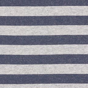 Jersey glitter horizontal stripes – light grey/navy blue, 