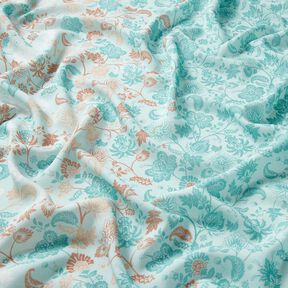 Viscose Voile Paisley floral border design – blue, 