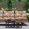 Outdoor Fabric Canvas large leaves – natural/terracotta,  thumbnail number 5