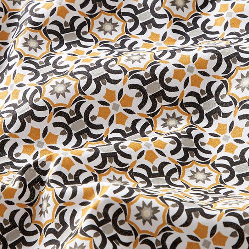 Cotton Cretonne Tile Print – white/black,  image number 2