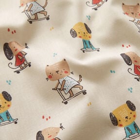 Cotton Poplin Cat and dog riding scooter – natural, 