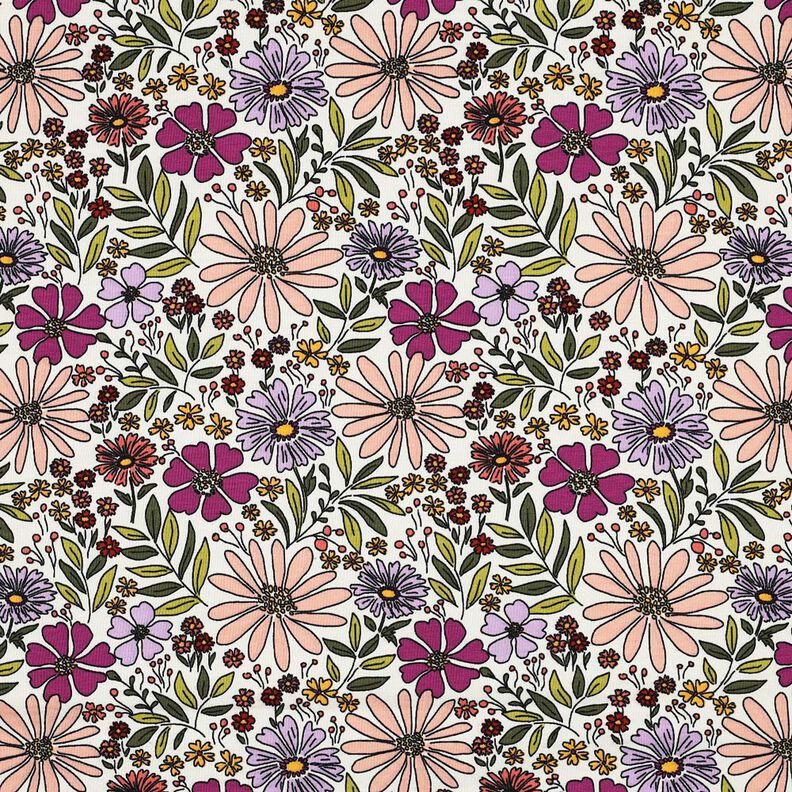 Cotton Jersey sea of flowers| Poppy Fabrics – offwhite/mauve,  image number 1