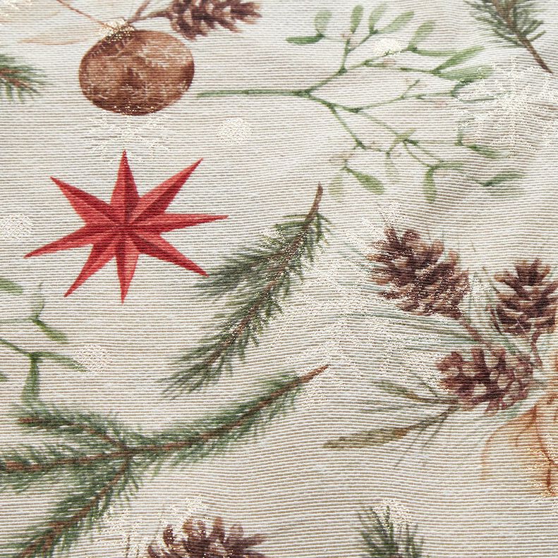 Decor Fabric Jacquard Lurex Fir Branches – natural/gold,  image number 5