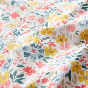 Coated Cotton fine flowers – white/red, 
