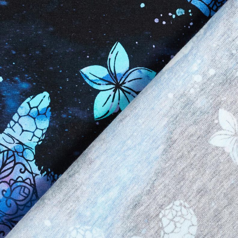 Cotton Jersey Aloha turtles | Glitzerpüppi – midnight blue/light turquoise,  image number 4