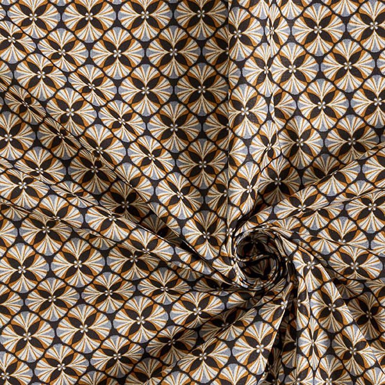 Cotton Cretonne flower tiles – black/light taupe, image number 3