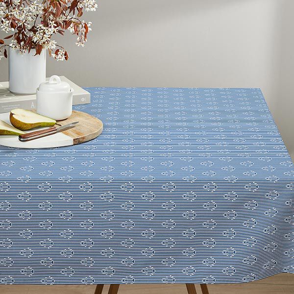 Decor Fabric Half Panama anchor – ocean blue/white, image number 8