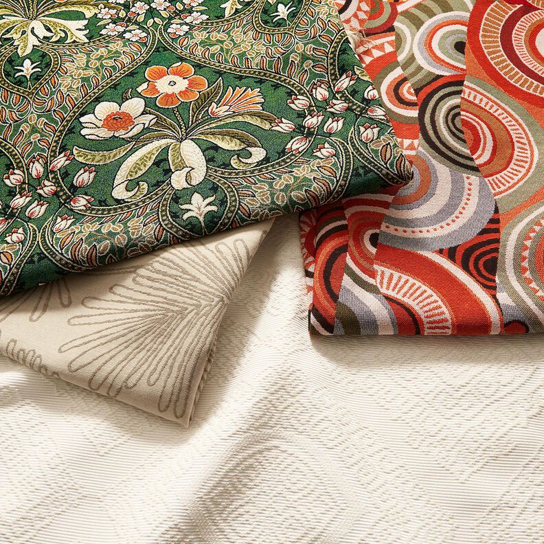 Decor Fabric Tapestry Fabric Floral Ornaments – green/light orange, image number 5
