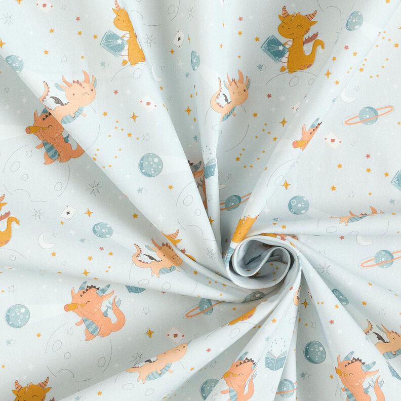 Cotton Poplin dragons in space – baby blue,  image number 3