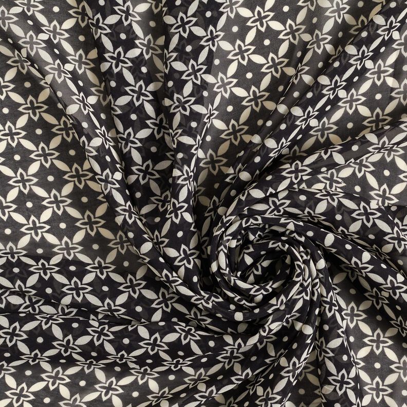 Chiffon floral ornaments – black/white,  image number 3