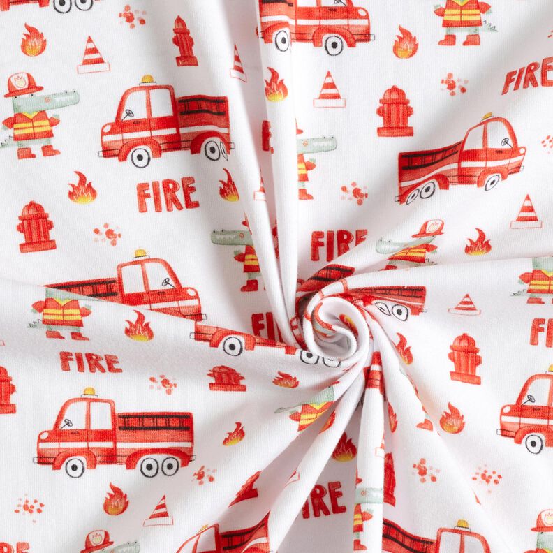 Cotton Jersey crocodile fire brigade Digital Print – white,  image number 3