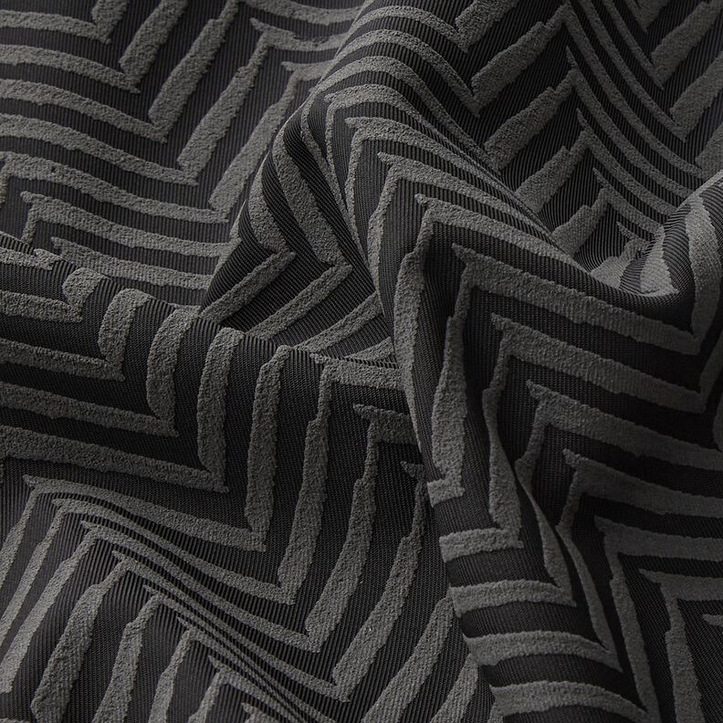 Jacket fabric herringbone paste print – grey/black,  image number 2