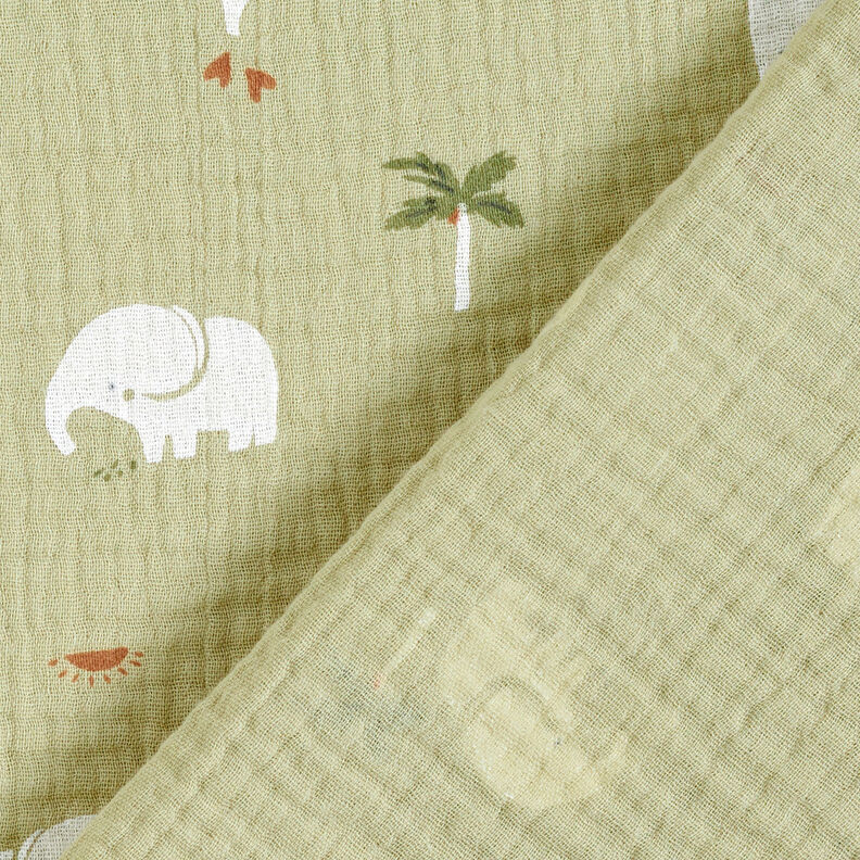 Double Gauze/Muslin Baby elephants – pistachio,  image number 4