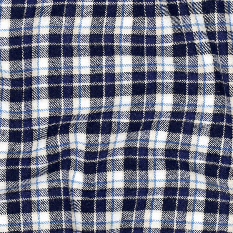Cotton Flannel small check – navy blue/offwhite, image number 2