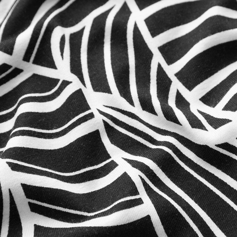 Abstract leaves viscose jersey – black/white,  image number 2