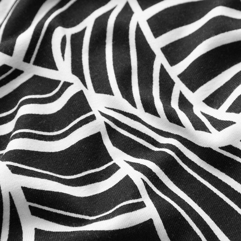 Abstract leaves viscose jersey – black/white, image number 2