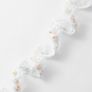 Lace Trim Tulle Flowers [30 mm] – white, 