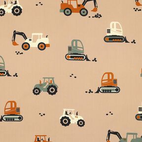 Cotton Poplin Excavators and tractors | Poppy Fabrics – beige, 