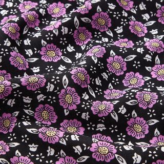 viscose fabric sea of flowers – black/pastel violet, 