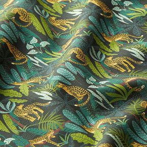 Decor Fabric Cotton Poplin Leopards in the Jungle – green/yellow, 