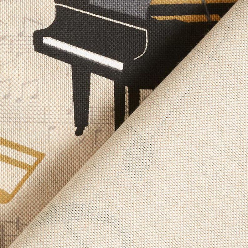 Decor Fabric Half Panama grand piano and sheet music – natural/black,  image number 4