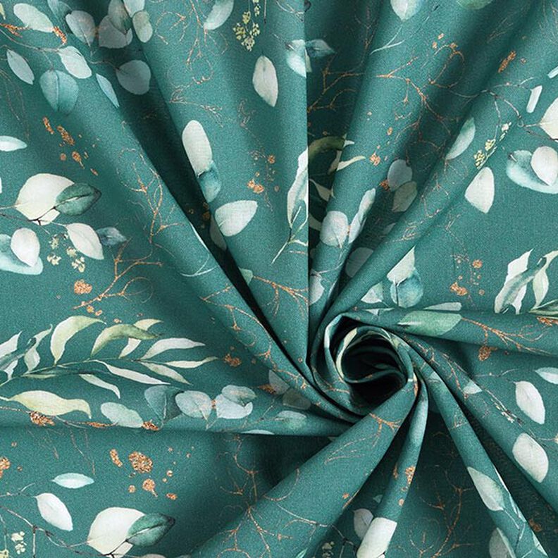 Cotton Poplin Digital Print Eucalyptus – petrol,  image number 3