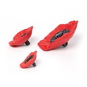 Decorative button Poppy - red, 