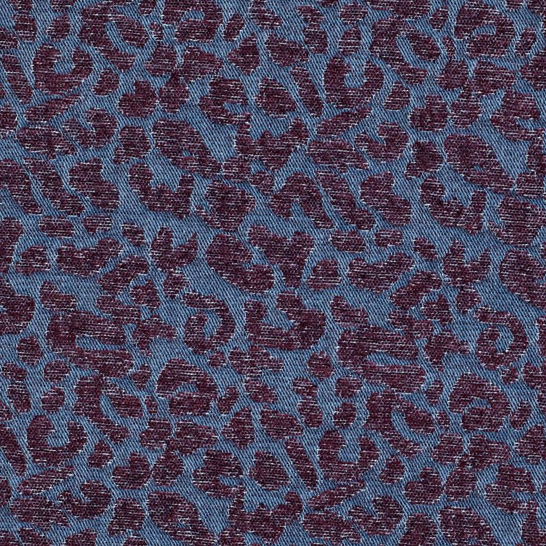 Trouser fabric denim look leopard print – aubergine/denim blue, image number 1