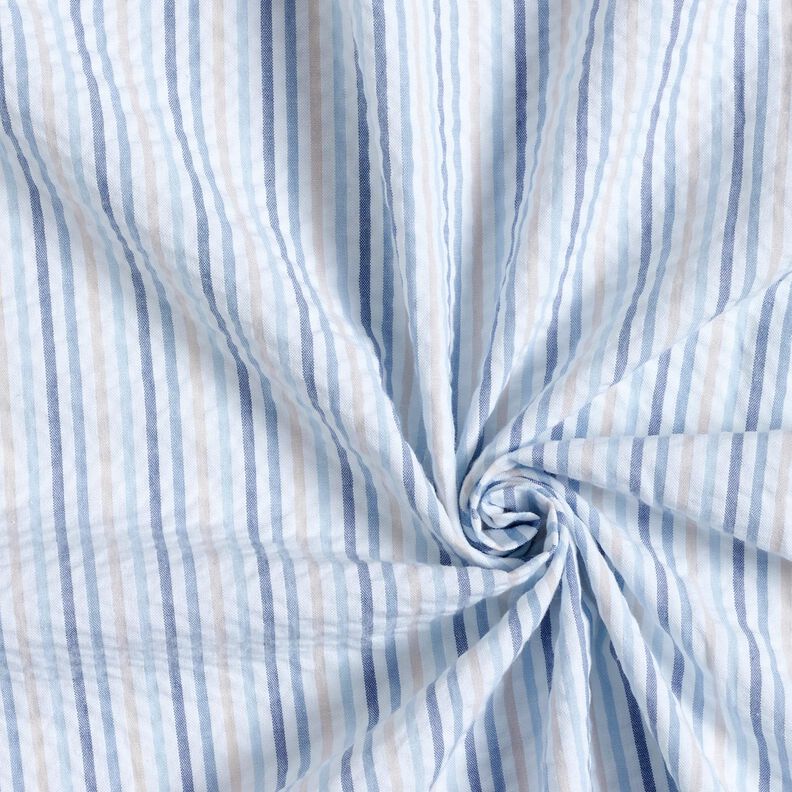 Seersucker Cotton Stripy blend – blue/white, image number 3