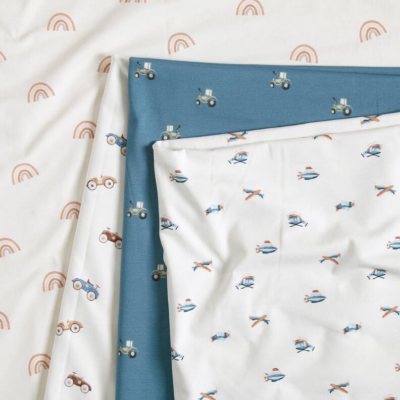 GOTS Cotton Jersey Retro flying objects Digital Print – ivory,  image number 5