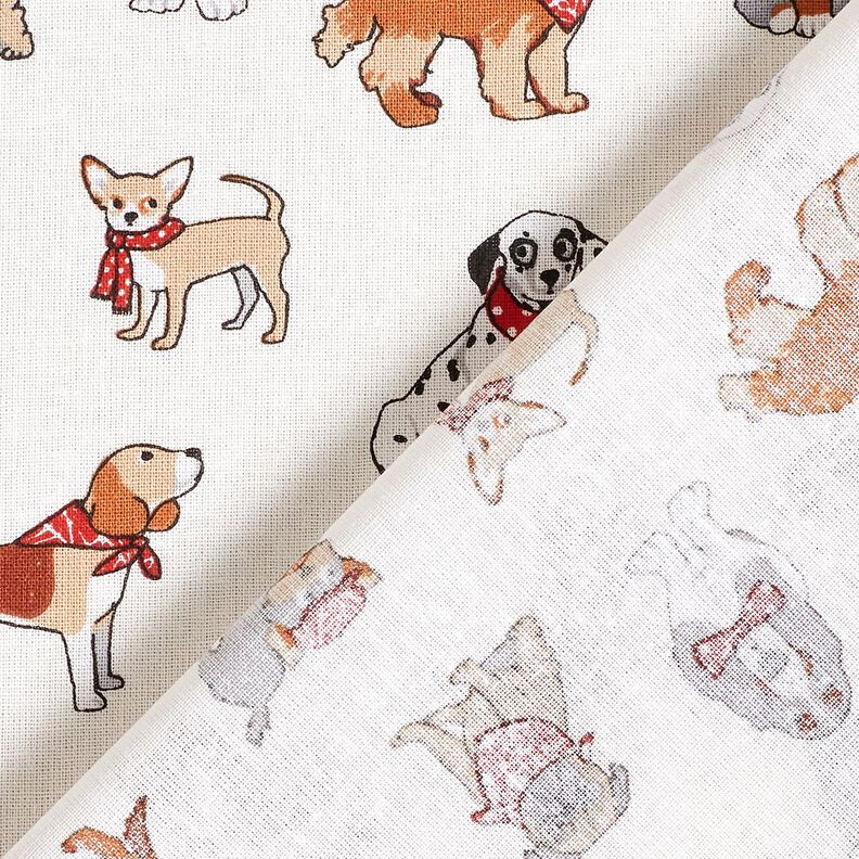Cotton Cretonne Playful Dogs – medium brown/ivory,  image number 4