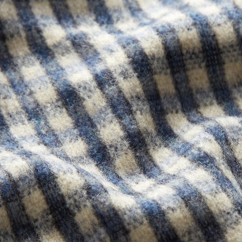 Coat fabric wool blend small check – beige/blue,  image number 3