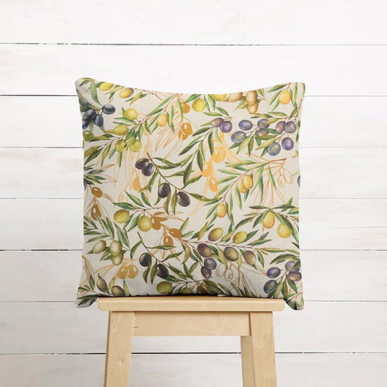 Decorative fabric, half panama olive branches, recycled – light beige,  image number 8
