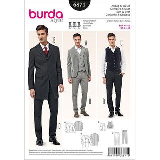 Men's Suit / Vest / Frock Coat, Burda 6871, 