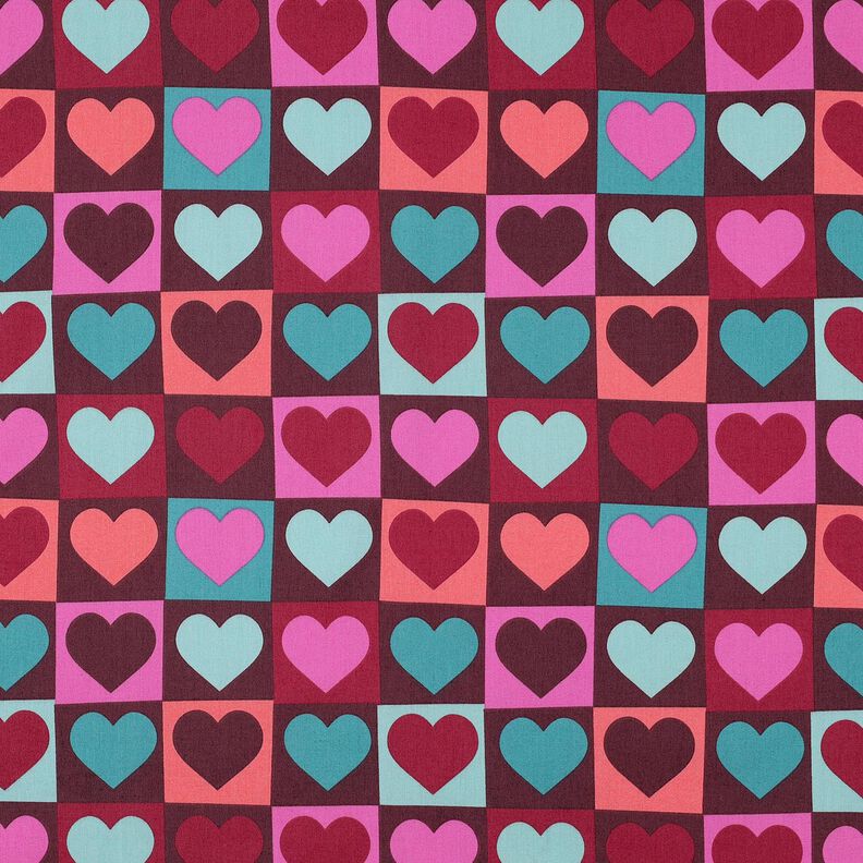 Cotton Poplin Diamond hearts | Poppy Fabrics – burgundy,  image number 1