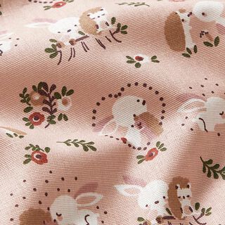 Cotton Poplin rabbit and hedgehog are in love – light dusky pink, 