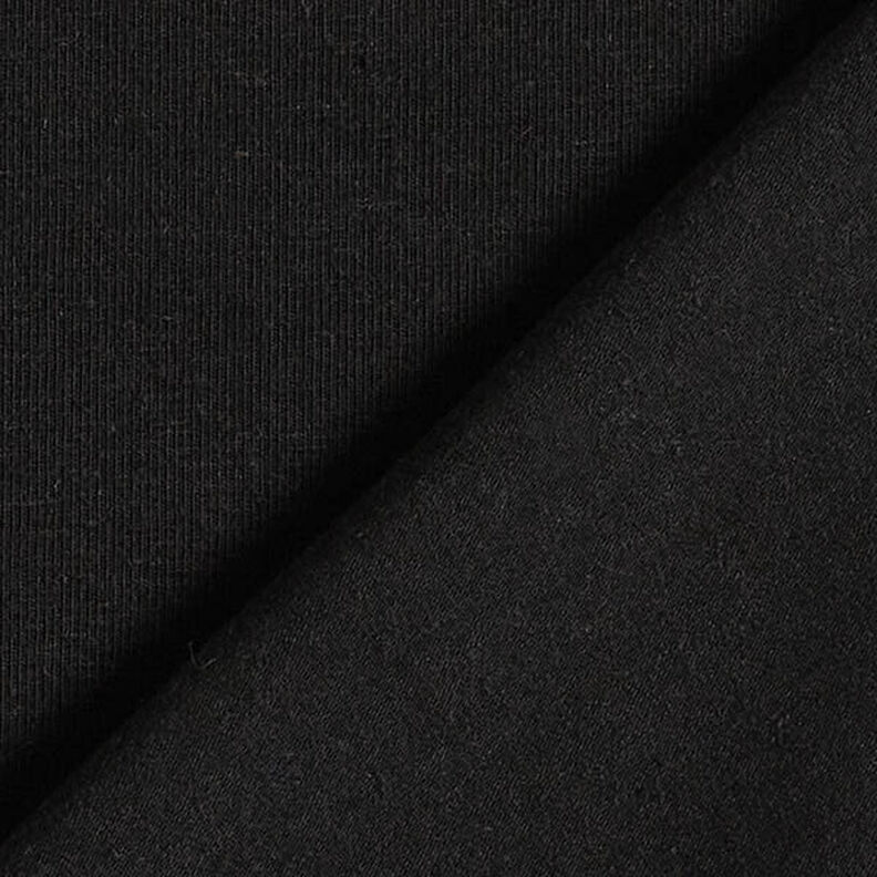 Plain cotton linen blend jersey – black,  image number 3
