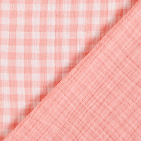 Double Gauze/Muslin Yarn dyed gingham – dusky pink/white, 