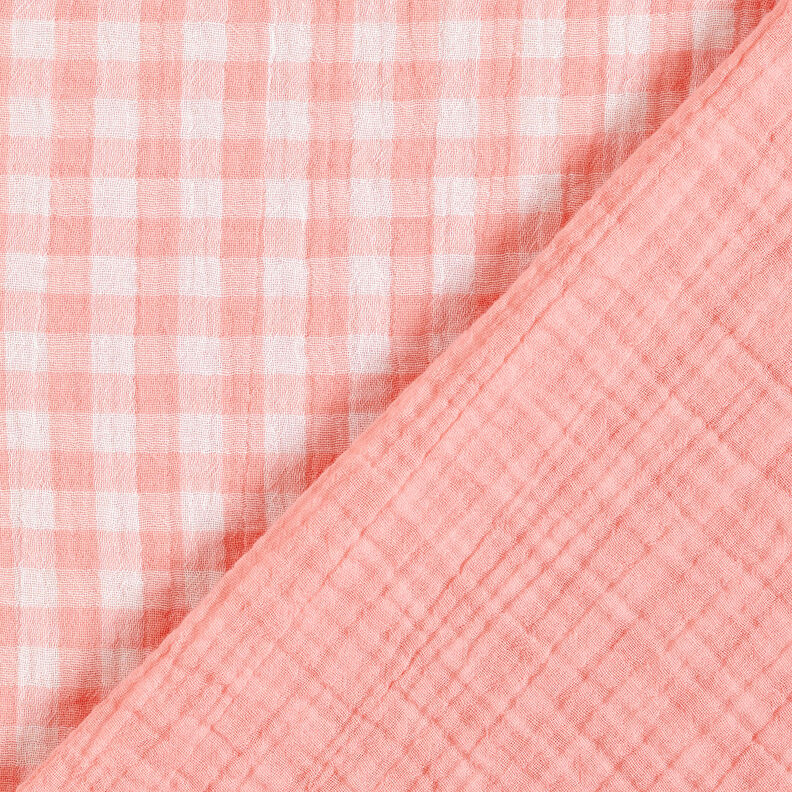 Double Gauze/Muslin Yarn dyed gingham – dusky pink/white,  image number 1