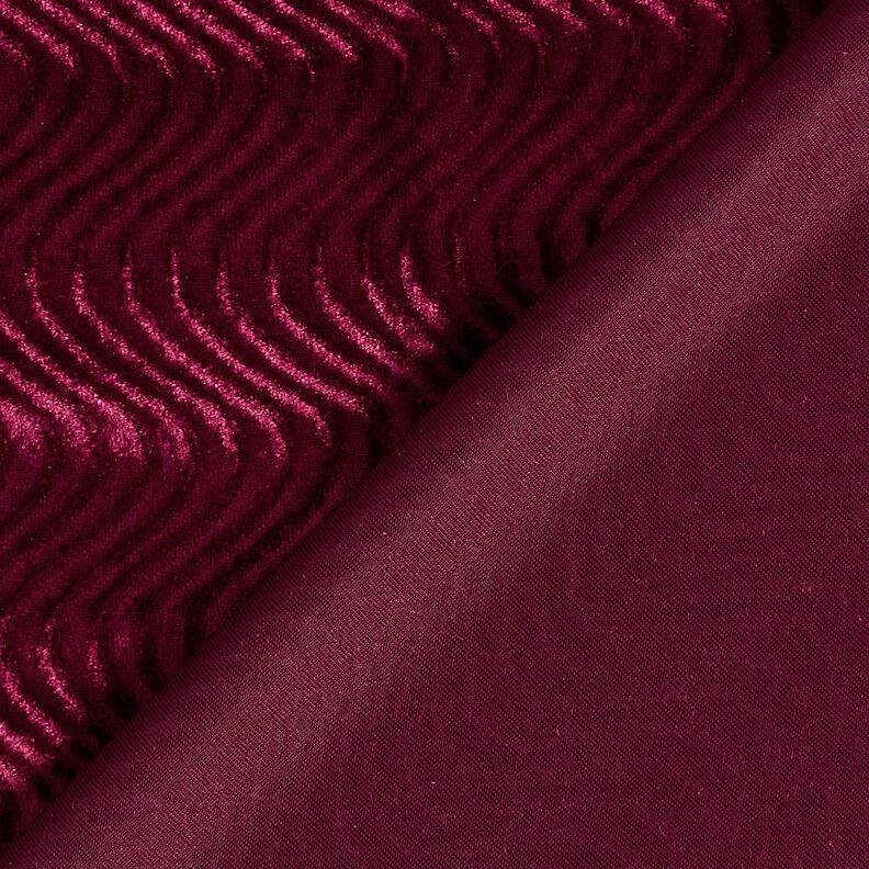 Stretch velvet embossed waves – burgundy,  image number 4
