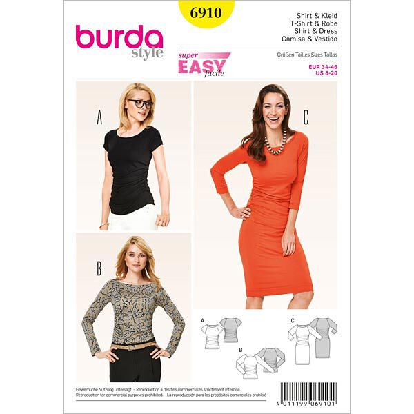 Shirt - Dress - raglan sleeves, Burda 6910,  image number 1