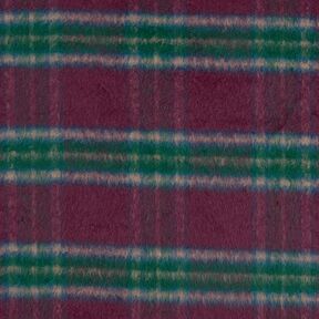 Coat Fabric Wool Blend brushed check – merlot/blue spruce, 