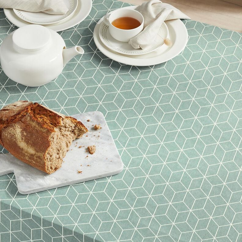 Decor Fabric Jacquard modern cubes – reed/ivory,  image number 5