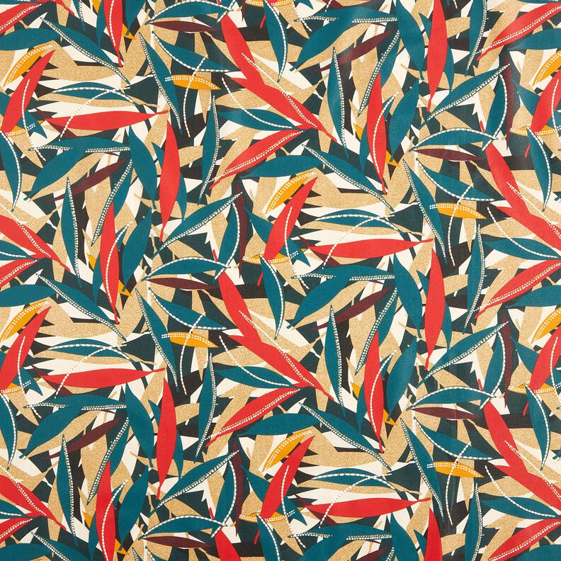 Coated Cotton Delicate Leaves – carmine/petrol,  image number 1